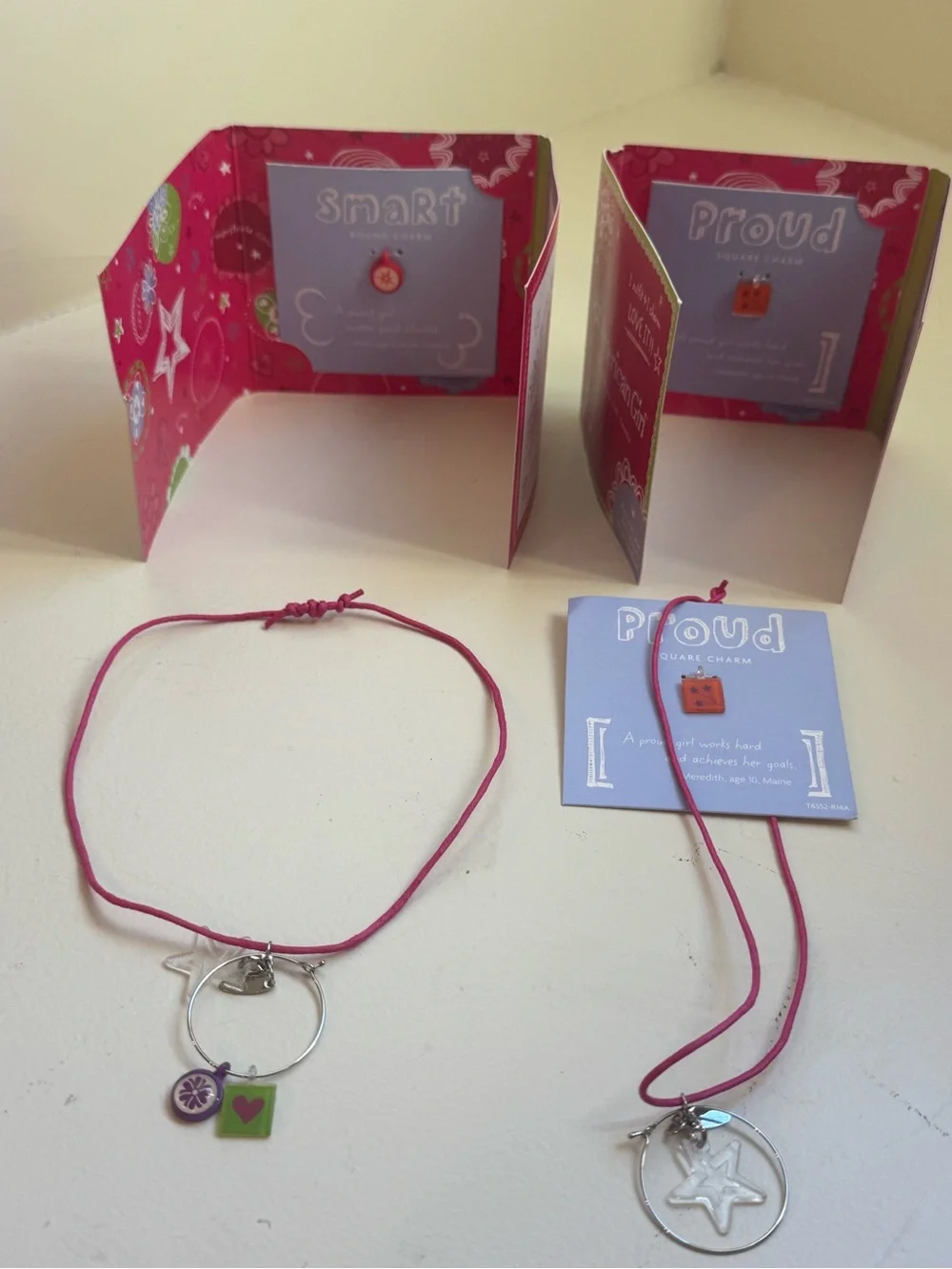 American Girl Charm Necklace Bundle • 2 Adjustable Slip-Knot Necklaces + Charms